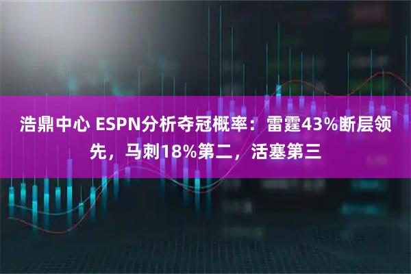 浩鼎中心 ESPN分析夺冠概率：雷霆43%断层领先，马刺18%第二，活塞第三